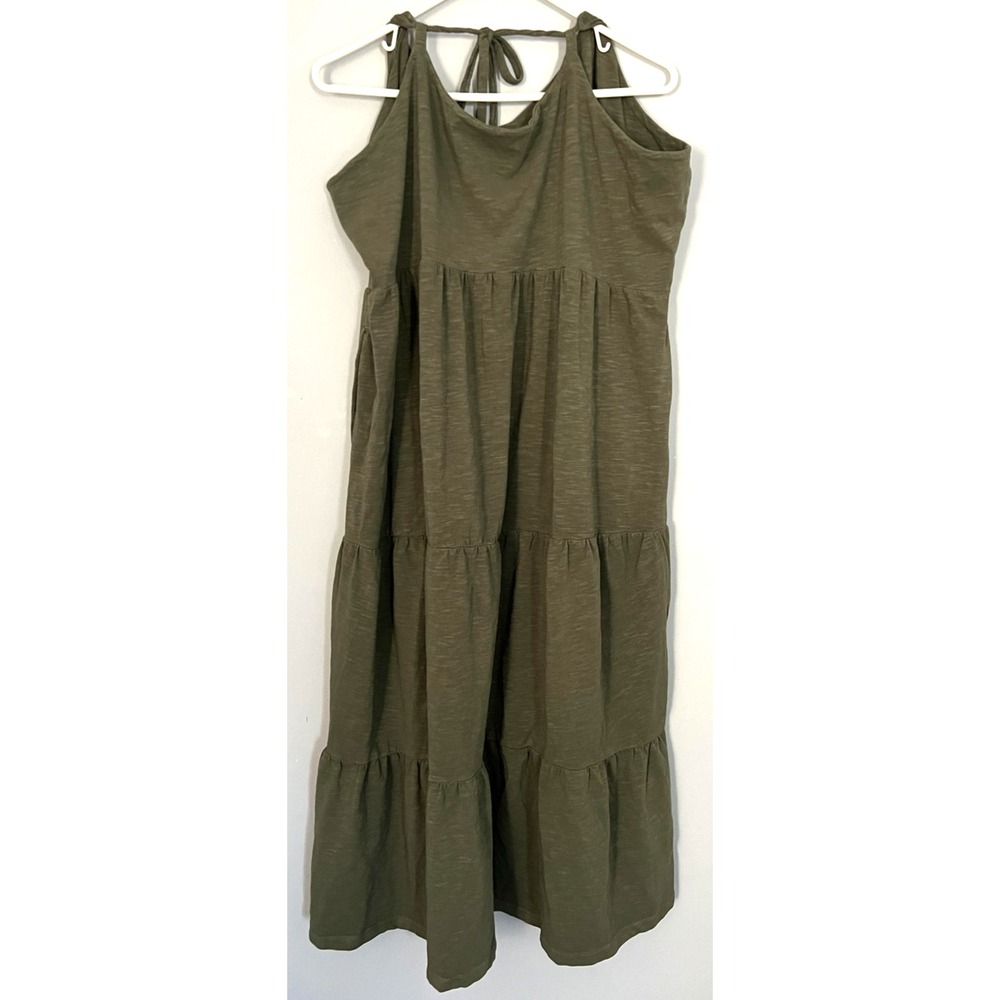 Old Navy Dress Women 2X Green Halter Tier Maxi Sleeveless Boho Summer Casual NWT